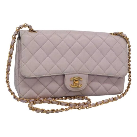CHANEL Matelasse Chain Shoulder Bag Nylon Purple Gold CC - Picture 1 of 16
